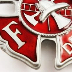 Bewild Belt Buckles Official Fire Dept. Belt Buckle With FREE Leather Belt