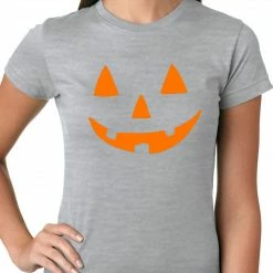 Bewild Halloween Tshirt - Orange Jack O' Lantern Womens T-shirt