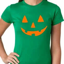 Bewild Halloween Tshirt - Orange Jack O' Lantern Womens T-shirt