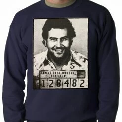 Bewild Cool Funny & Offensive Pablo Escobar Smiling Mug Shot Adult Crewneck