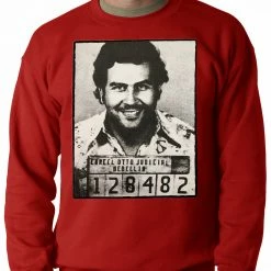 Bewild Cool Funny & Offensive Pablo Escobar Smiling Mug Shot Adult Crewneck