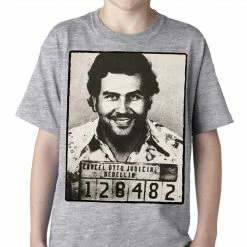 Bewild Cool Funny & Offensive Pablo Escobar Smiling Mug Shot Kids T-shirt