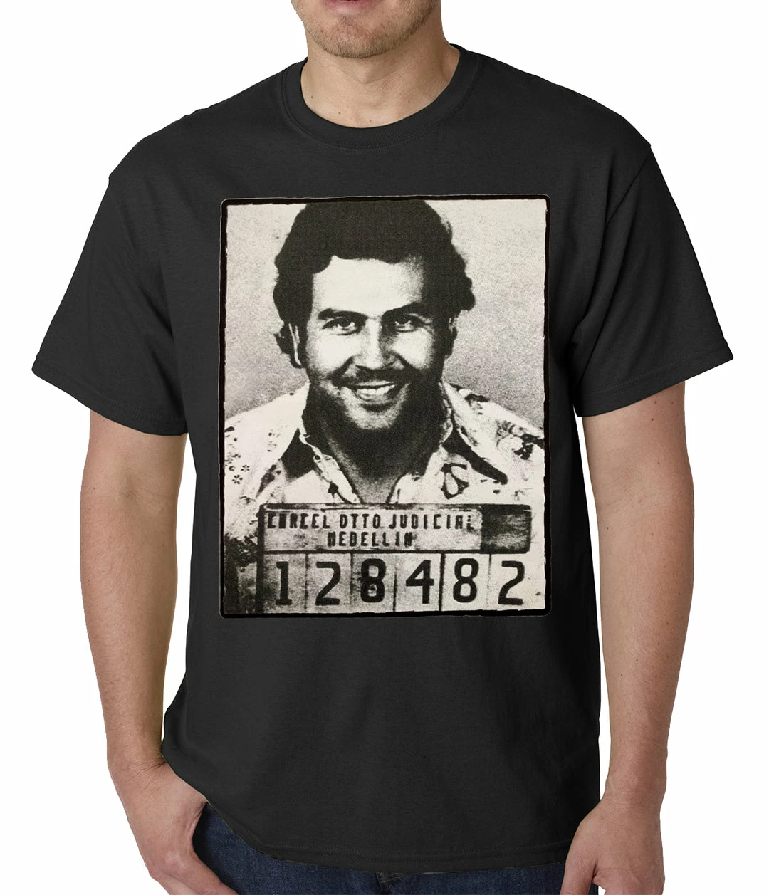 Bewild Cool Funny & Offensive Pablo Escobar Smiling Mug Shot Mens T-shirt 3 Bewild Cool Funny & Offensive Pablo Escobar Smiling Mug Shot Mens T-shirt