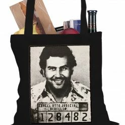 Bewild Pablo Escobar Smiling Mug Shot Tote Bag Cool Funny & Offensive