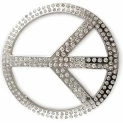 Bewild Peace Sign Rhinestone Belt Buckle With FREE Leather Belt Belt Buckles