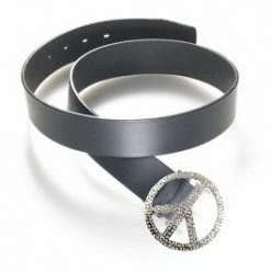 Bewild Peace Sign Rhinestone Belt Buckle With FREE Leather Belt Belt Buckles