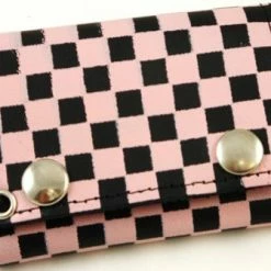 Bewild Wallets & Chains Pink Checkerboard Genuine Leather Chain Wallet