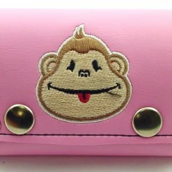 Bewild Pink Monkey Embroidered Chain Wallet