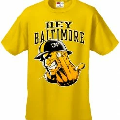 Bewild Sport Inspiration Hey Baltimore - Pittsburgh Guy With Middle Finger Mens T-shirt