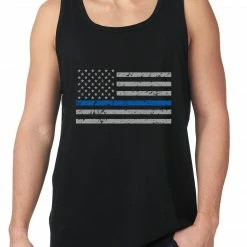 Bewild Police Thin Blue Line American Flag - Support Police Department Horizontal Tanktop
