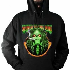 Bewild Pot Head & Stoner Sweatshirts - Stoned To The Bone Hoodie Cool Funny & Offensive