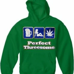 Bewild Pot Head & Stoner Sweatshirts - The Perfect Threesome Hoodie Cool Funny & Offensive