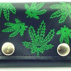 Bewild Wallets & Chains Pot Leaf Genuine Leather Chain Wallet