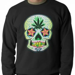 Bewild Pot Leaf Sugar Skull Crewneck