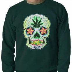 Bewild Pot Leaf Sugar Skull Crewneck