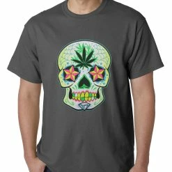 Bewild Cool Funny & Offensive Pot Leaf Sugar Skull Mens T-shirt