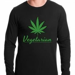 Bewild Cool Funny & Offensive Pot Leaf Vegetarian Thermal Shirt