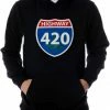 Bewild Pothead & Stoner Sweatshirts - Highway 420 Hoodie Cool Funny & Offensive