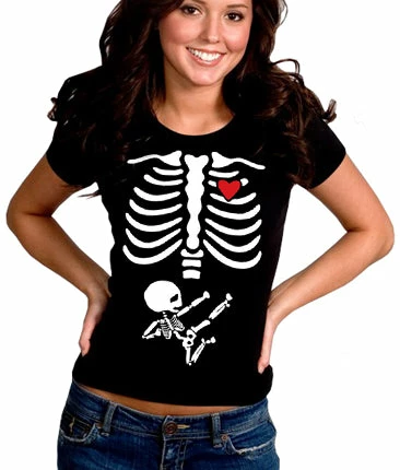 Bewild Pregnant Ninja Skeleton Girl's T-Shirt 5 Bewild Pregnant Ninja Skeleton Girl's T-Shirt