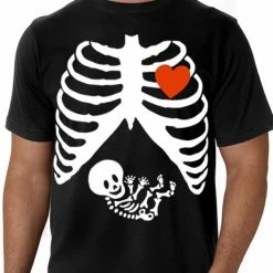 Bewild Halloween Prints Pregnant Skeleton Men's T-Shirt