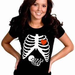 Bewild Halloween Prints Pregnant Skeleton Women's T- Shirt