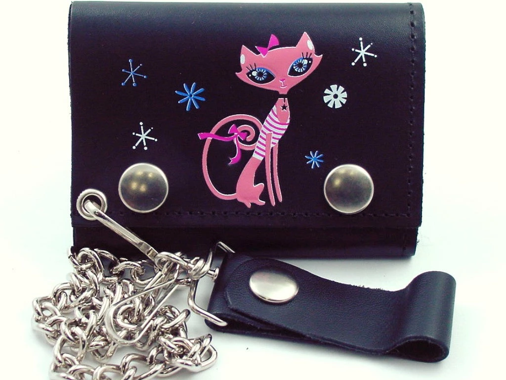 Bewild Pretty Pink Kitty Genuine Leather Chain Wallet Wallets & Chains 3 Bewild Pretty Pink Kitty Genuine Leather Chain Wallet Wallets & Chains
