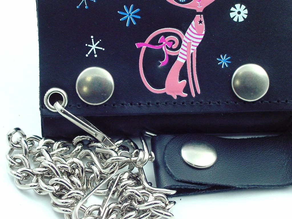 Bewild Pretty Pink Kitty Genuine Leather Chain Wallet Wallets & Chains 4 Bewild Pretty Pink Kitty Genuine Leather Chain Wallet Wallets & Chains