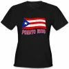Bewild Puerto Rico Vintage Waving Flag Girl's T-Shirt Nationality & Ethnic