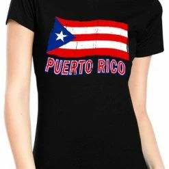 Bewild Puerto Rico Vintage Waving Flag Girl's T-Shirt Nationality & Ethnic