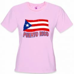 Bewild Puerto Rico Vintage Waving Flag Girl's T-Shirt Nationality & Ethnic