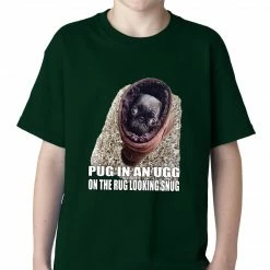 Bewild Pug In An Ugg On A Rug Looking Snug Kids T-shirt Cool Funny & Offensive