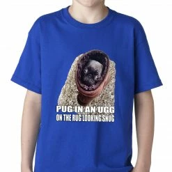 Bewild Pug In An Ugg On A Rug Looking Snug Kids T-shirt Cool Funny & Offensive