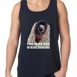Bewild Cool Funny & Offensive Pug In An Ugg On A Rug Looking Snug Tank Top