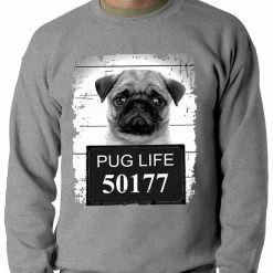 Bewild Mug Shot Pug Life Funny Adult Crewneck Cool Funny & Offensive