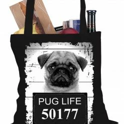 Bewild Mug Shot Pug Life Funny Tote Bag Cool Funny & Offensive