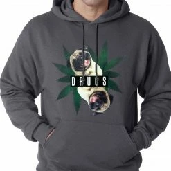 Bewild Pugs And Drugs Pot Leaf Adult Hoodie Cool Funny & Offensive