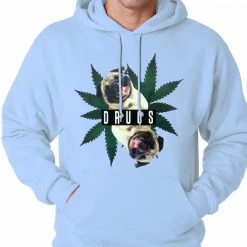 Bewild Pugs And Drugs Pot Leaf Adult Hoodie Cool Funny & Offensive