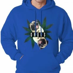 Bewild Pugs And Drugs Pot Leaf Adult Hoodie Cool Funny & Offensive
