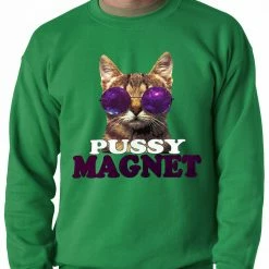 Bewild Pussy Magnet Funny Kitten Adult Crewneck
