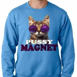 Bewild Pussy Magnet Funny Kitten Adult Crewneck