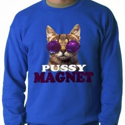 Bewild Pussy Magnet Funny Kitten Adult Crewneck