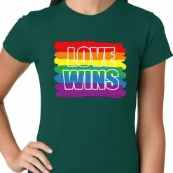 Bewild Rainbow Love Wins Gay Marriage Equality Ladies T-shirt