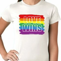 Bewild Rainbow Love Wins Gay Marriage Equality Ladies T-shirt