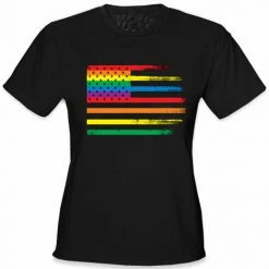 Bewild Rainbow Pride American Vintage Flag Girl's T-Shirt