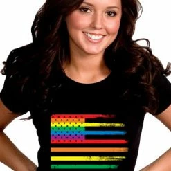Bewild Rainbow Pride American Vintage Flag Girl's T-Shirt