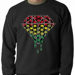 Bewild Rasta Pot Leaf Diamond Adult Crewneck