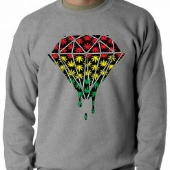 Bewild Rasta Pot Leaf Diamond Adult Crewneck