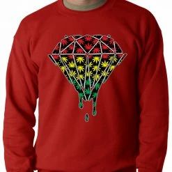 Bewild Rasta Pot Leaf Diamond Adult Crewneck
