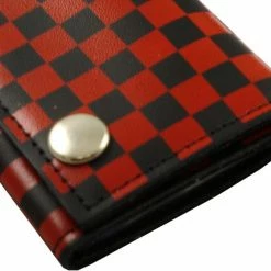 Bewild Red Checkerboard Genuine Leather Chain Wallet Wallets & Chains