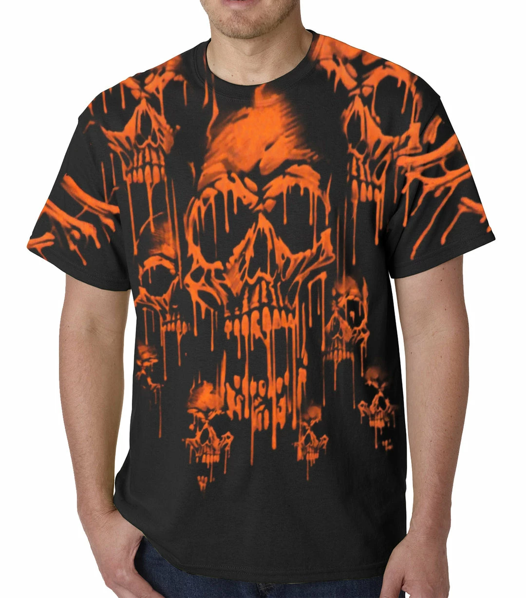 Bewild Halloween Prints Red Skulls Acid Rain Mens T-shirt 3 Bewild Halloween Prints Red Skulls Acid Rain Mens T-shirt